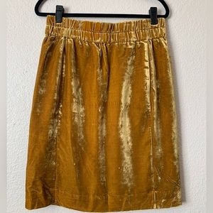 Medium j crew yellow gold velour skirt